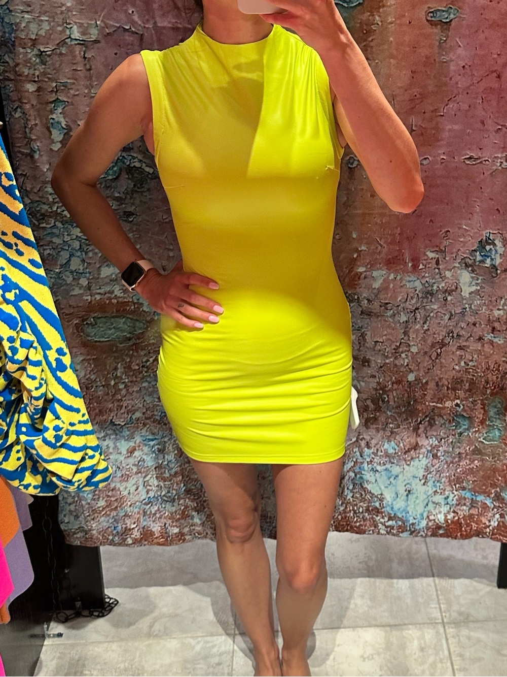 AKIRA faux leather Sleeveless Neon Lime Bodycon Dress